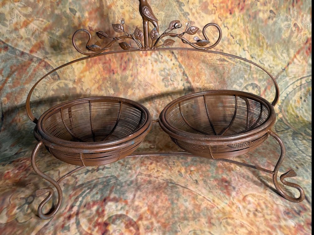 Vintage Wrought iron 2 basket stand