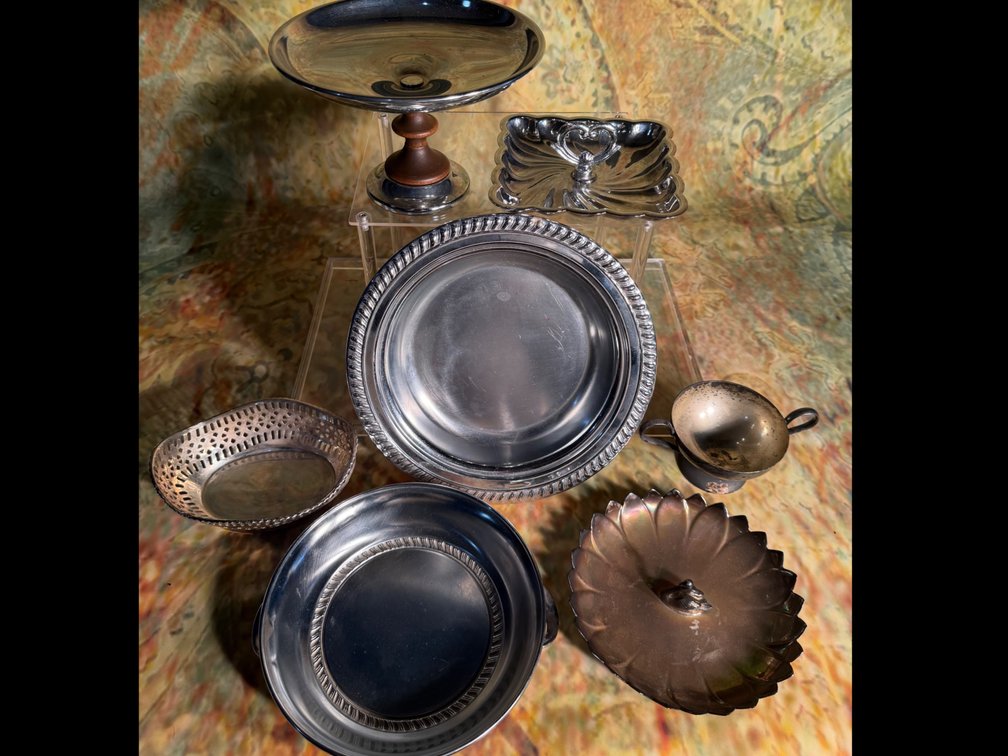 Vintage silver tray assortment