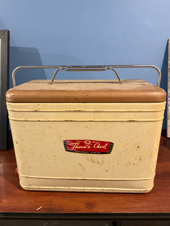 Vintage Knapp Monarch Therm-a-Chest Picnic Cooler 1950's Painted Steel Chest