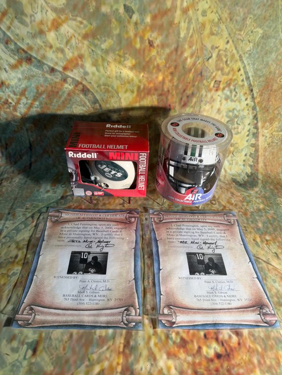 Chad Pennington Signed Mini Helmets with signed certificates of authenticity