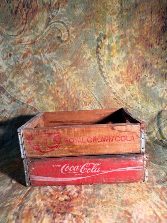 2 antique wooden soda crates