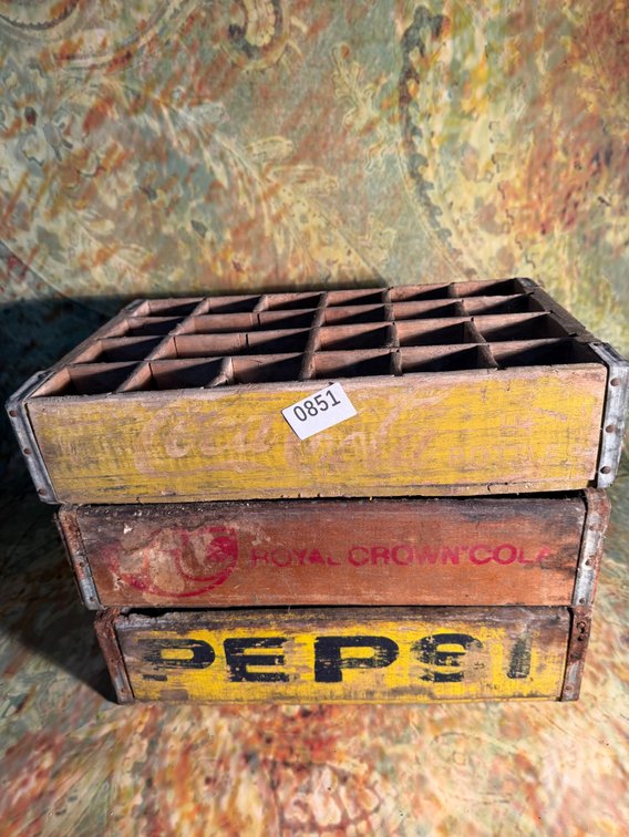Set of 3 Antique Wooden Soda Crates