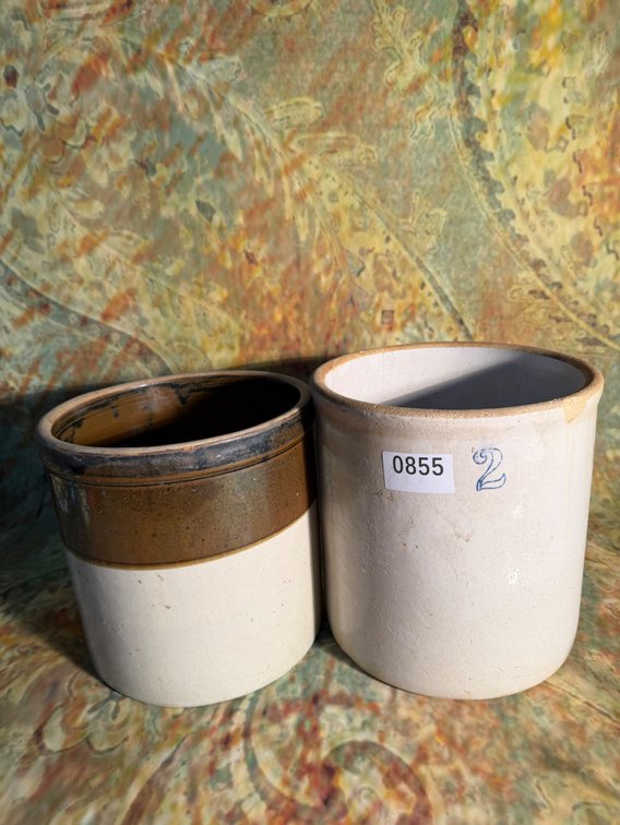 Set of 2 antique stonewear crocks