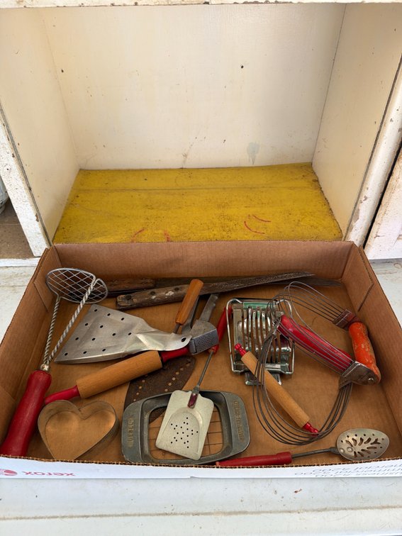 Misc. wooden handled vintage kitchenware lot