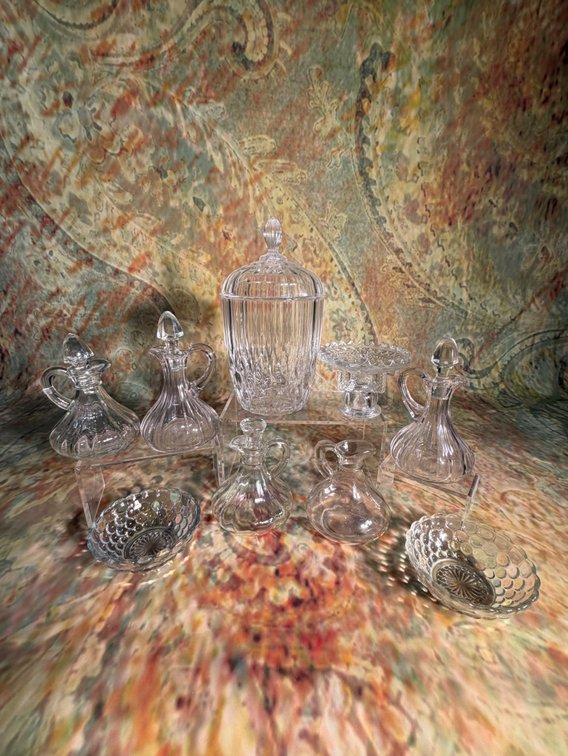 Art deco crystal glass tableware lot