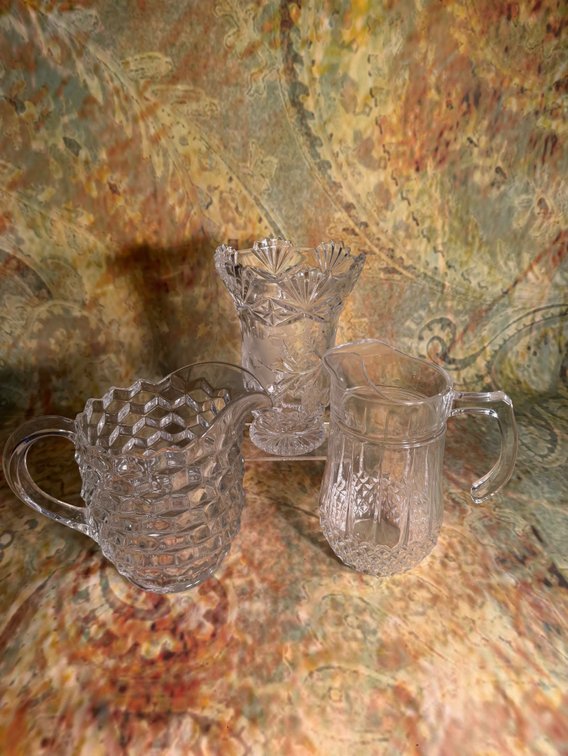 Crystal glass pitchers & Vase lot