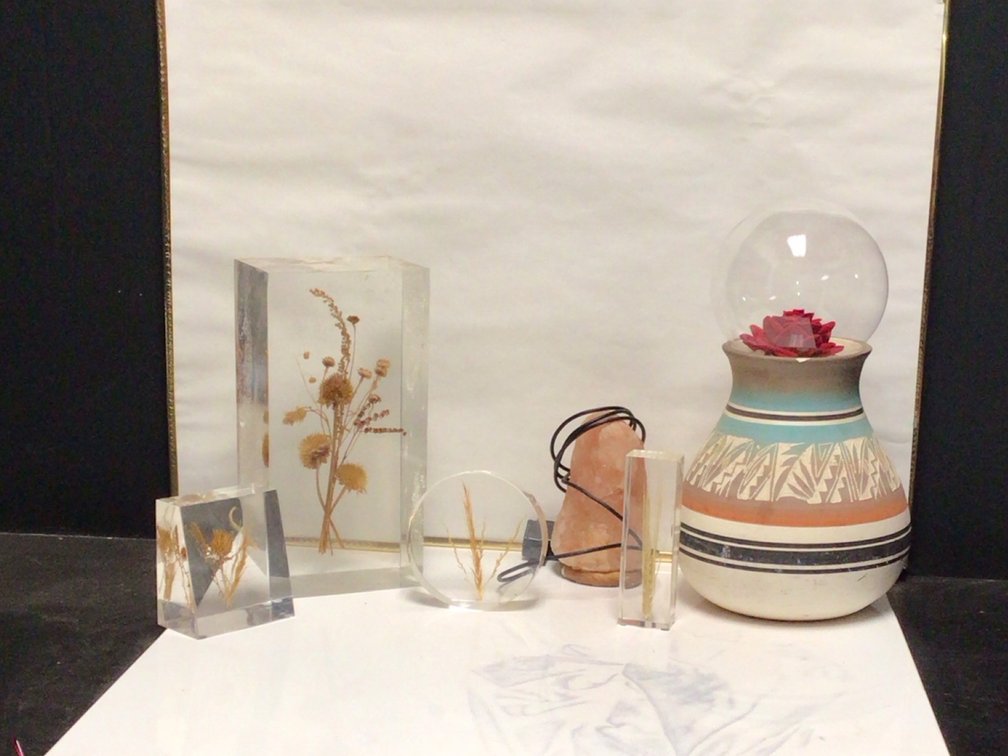 Table Decorations /Salt Lamp and Navajo Style Vase Approx 9 Inches By 9 Inches