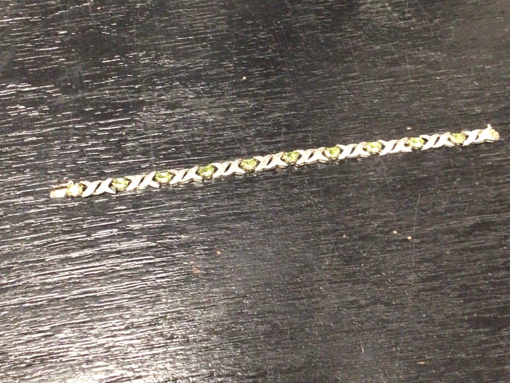 925 Sterling Bracelet With Green Gem Stones