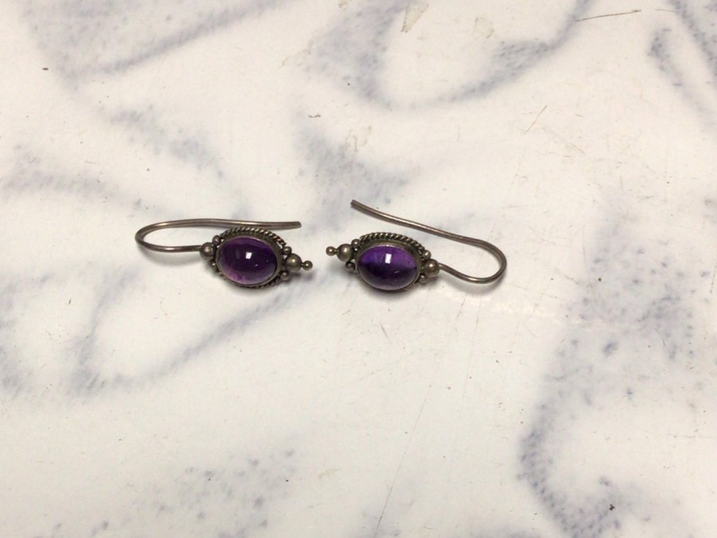 925 Silver Vintage Earings With Light Purple Gems
