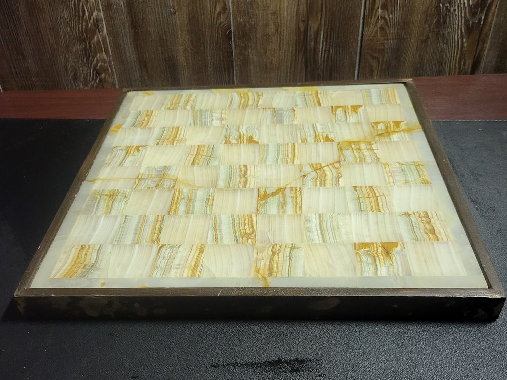 Hand-Inlaid Onyx & Marble Chess Board | Heavy Natural Stone