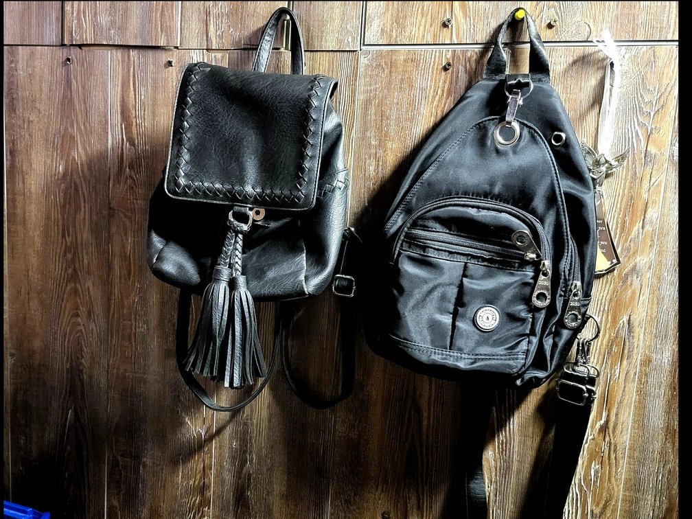 Style Black Faux-Leather Mini Backpack with Braided Trim & Tassels