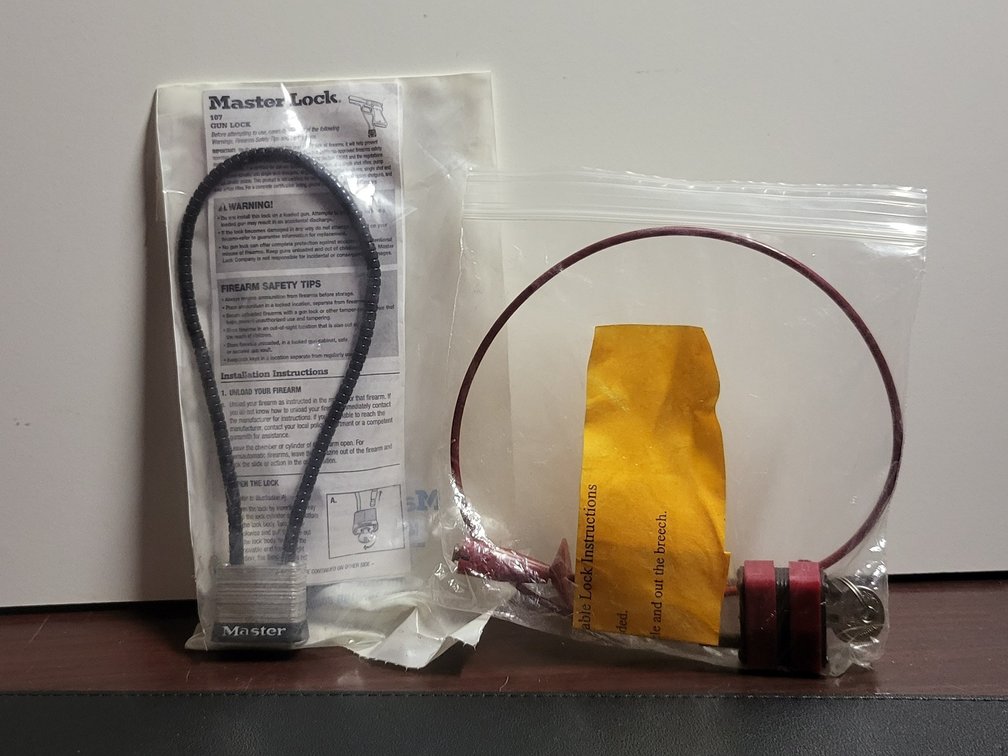 2 Firearm Cable Safety Locks Master Lock & Red Cable Lock with Keys