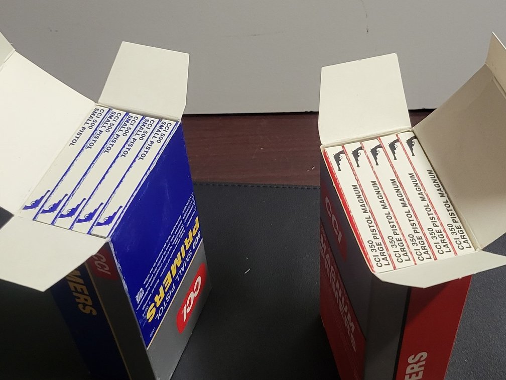CCI Pistol Primers 1,000 Count Boxes,Small Pistol & Large Pistol Magnum