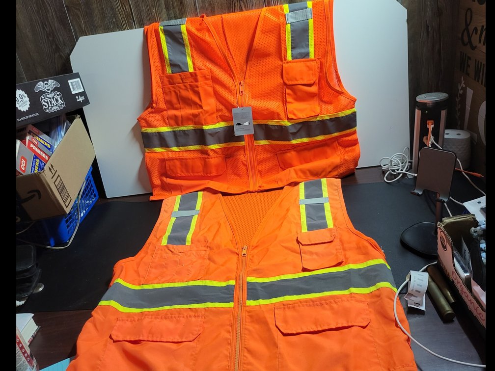 High Visibility Orange Reflective Safety Vest ,Class 2 Multi-Pocket