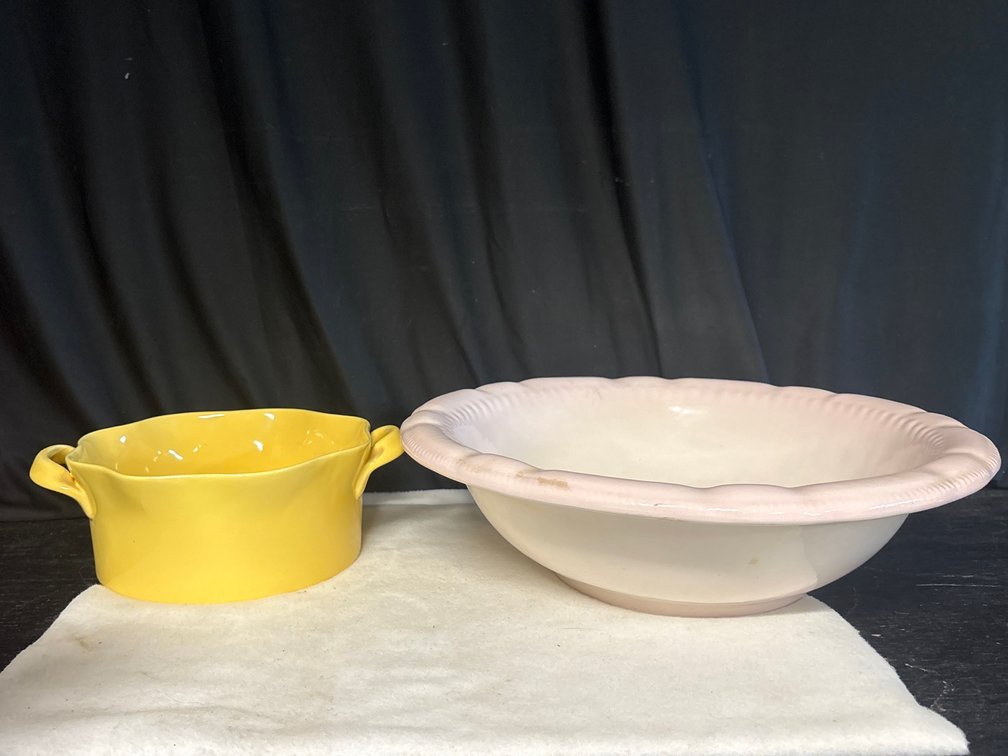 Pink Pastel Ceramic Bowl/Hand Glazed BIA Yellow Casserole Dish