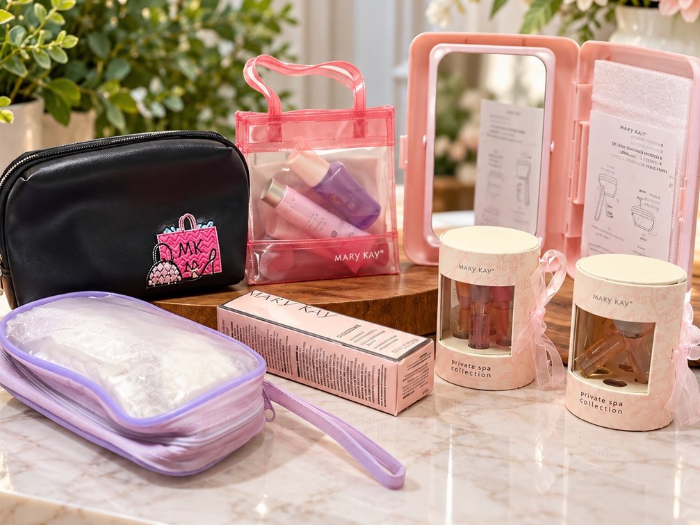 Mary Kay Makeup Bags Lot with Private Spa Sprays, Mirror & Skincare Box