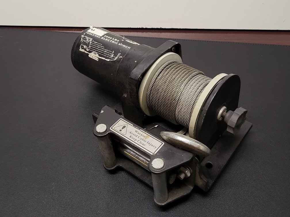12V Electric Utility Winch - 2000 lbs Capacity with Roller Fairlead & Steel Cable