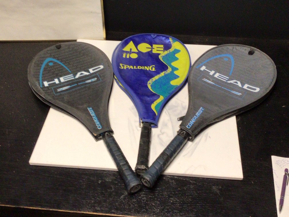 3 Tennis Rackets 2 Head 1 Spalding