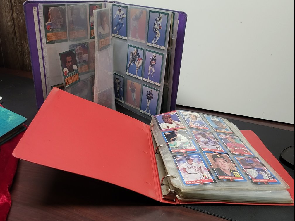 Sports Card Collection,2 Partial Binders 1980s/1990s NFL & MLB (Fleer, Donruss)