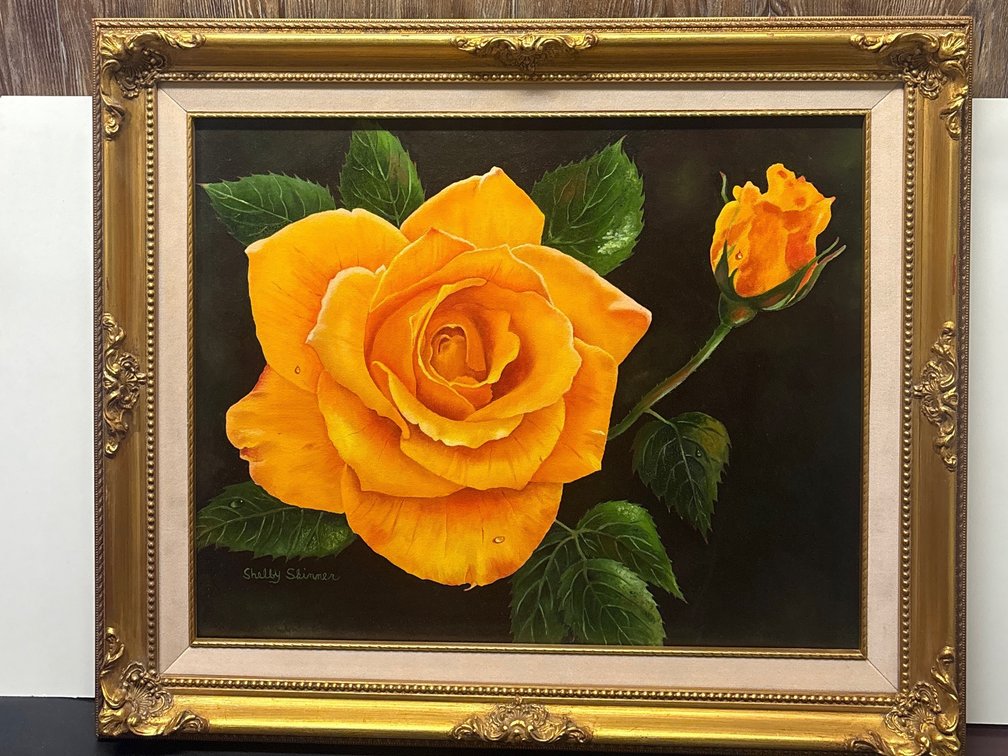 Shelby Skinner Oil Painting Yellow Rose Fine Art Framed Fine Art Vintage