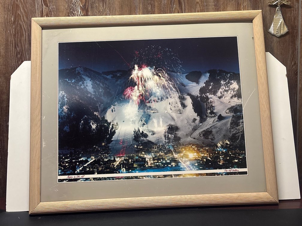 1980 Aspen John Hill Photo Art Print Lithograph Fireworks Ski Mountain