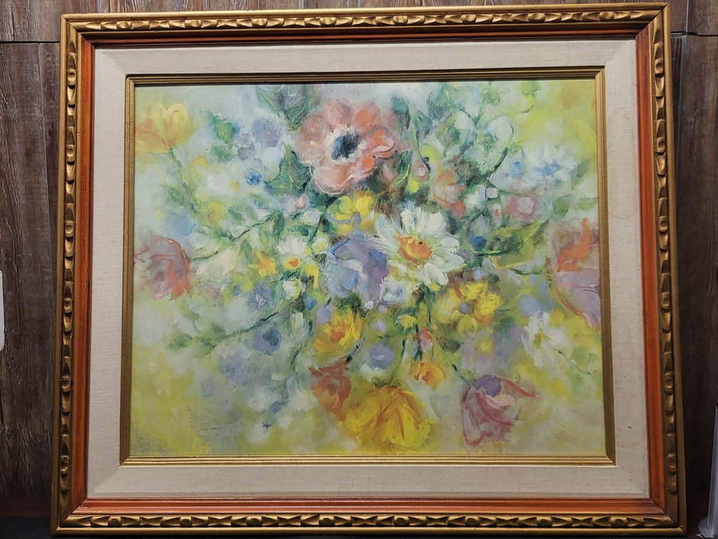 Impressionist Floral Oil Painting,Framed Bouquet Still Life Art