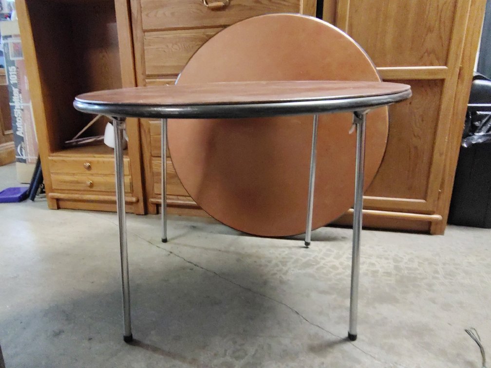 2 Metal Frame Round Folding Tables