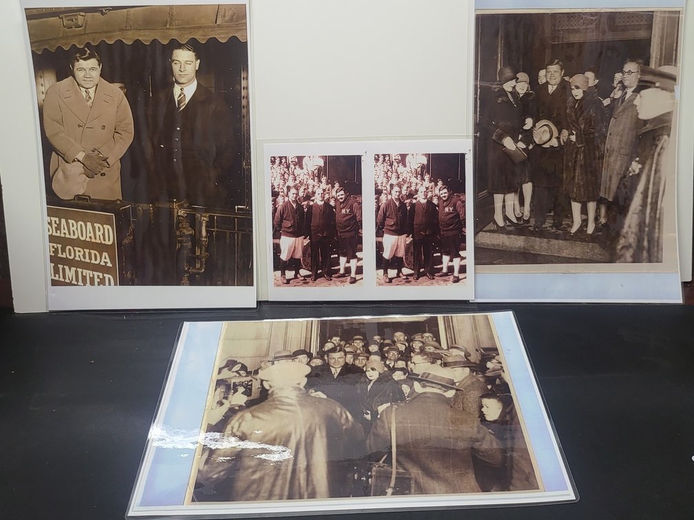 1927 Babe Ruth & Lou Gehrig Photo Collection,4 Historic NY Yankees Travel & Barnstorming Prints