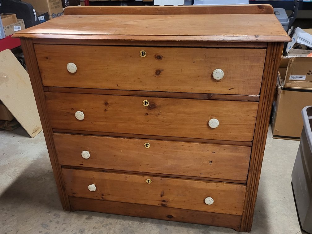 Antique Wood 4-Drawer Dresser