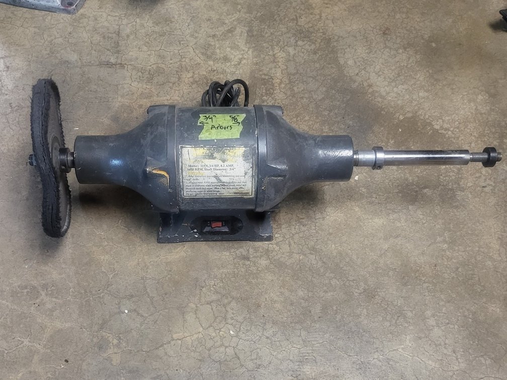 Baldor 333B 8" Industrial Buffer Polisher - 3/4 HP, 3450 RPM, 3/4" Arbors - Bench Mounted