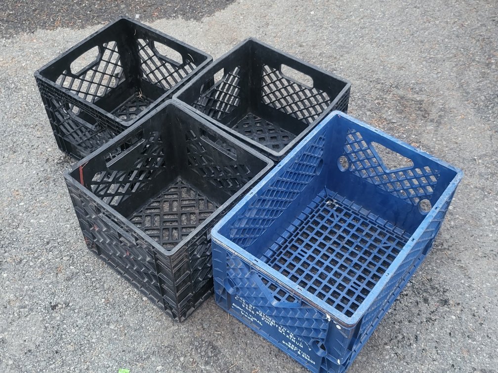 4,Heavy-Duty Plastic Milk Crates