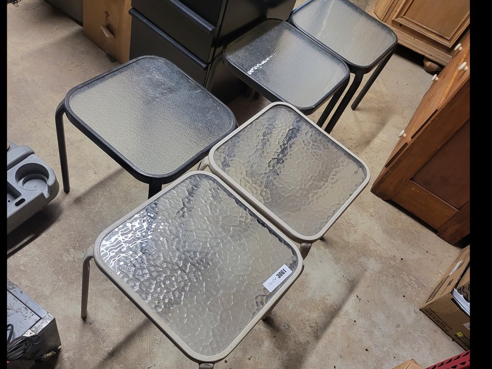 5,Metal And Glass Patio Side Tables