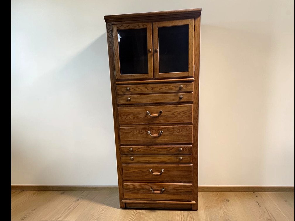 Thomasville Solid Oak Gentleman's Chest ,Tallboy Dresser with Built-In Power