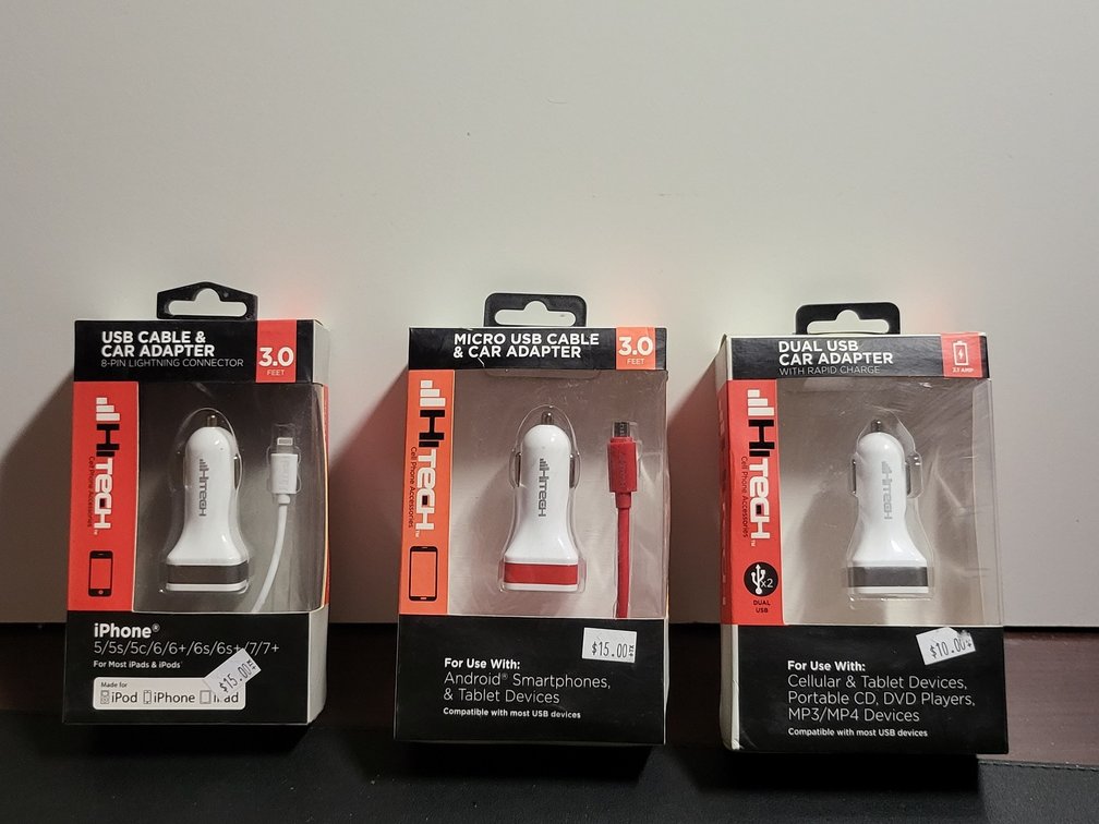 3 HiTech Car Charger Adapters & Cables