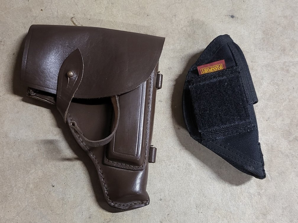 Leather Military Flap Holster & Passport Nylon Pocket/IWB Holster Bundle