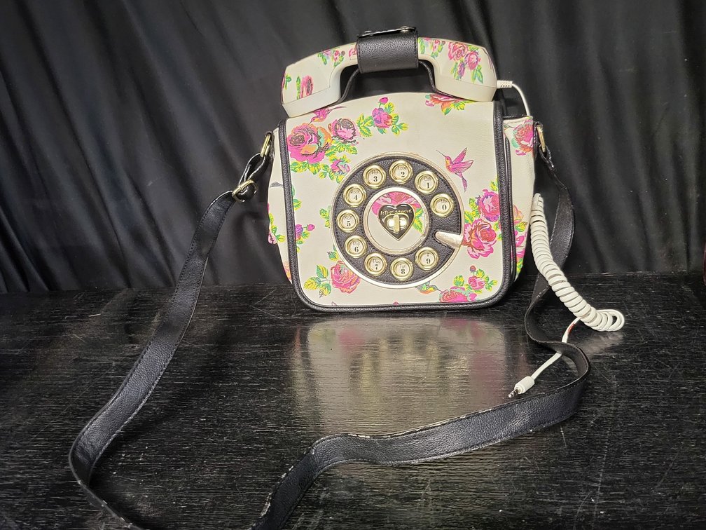 Betsey Johnson Floral Rotary Phone Crossbody Purse Bag - Flawed/As-Is Cord