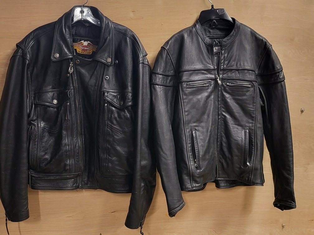 2 Men's Genuine Black Leather Biker Riding Jackets,Harley-Davidson & UNIK Premium