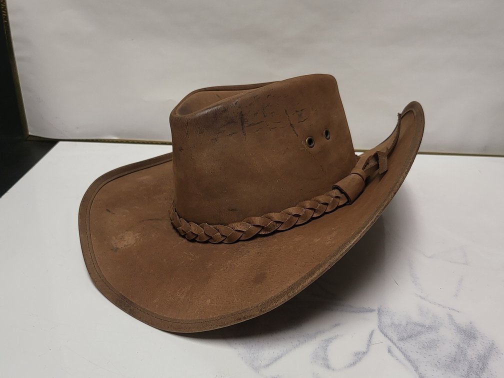 Genuine Brown Leather Western Cowboy Hat
