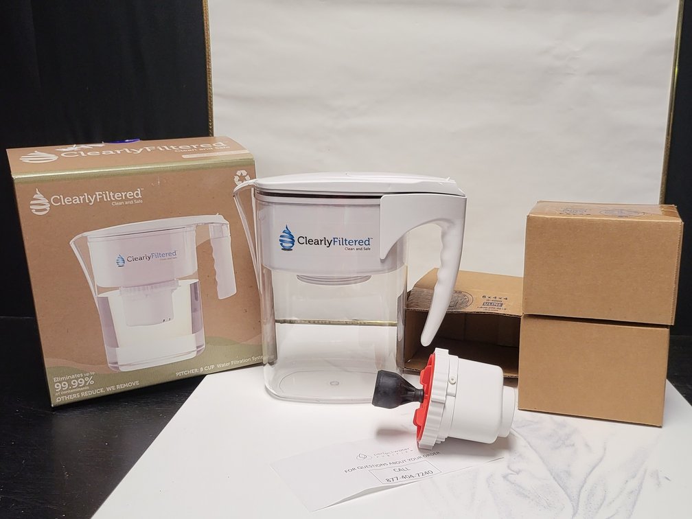 Clearly Filtered Water Filter Pitcher Set,Includes 3Brand New Filters & Flush Valve