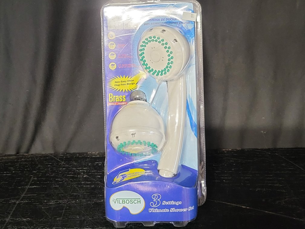 NEW Kingston Brass Vilbosch 3-Setting Ultimate Shower Head Combo Kit White