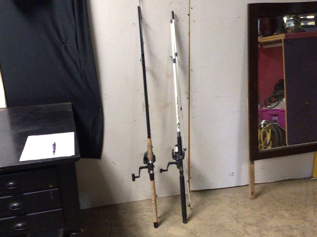 Fishing Rods Shimano 400s And Shakespeare Tiger Both Approx 9 Foot