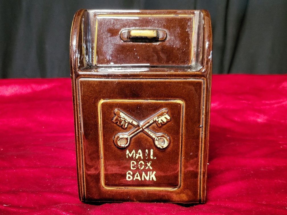 Ceramic "Mail Box Bank" Coin Savings Piggy Bank Vintage
