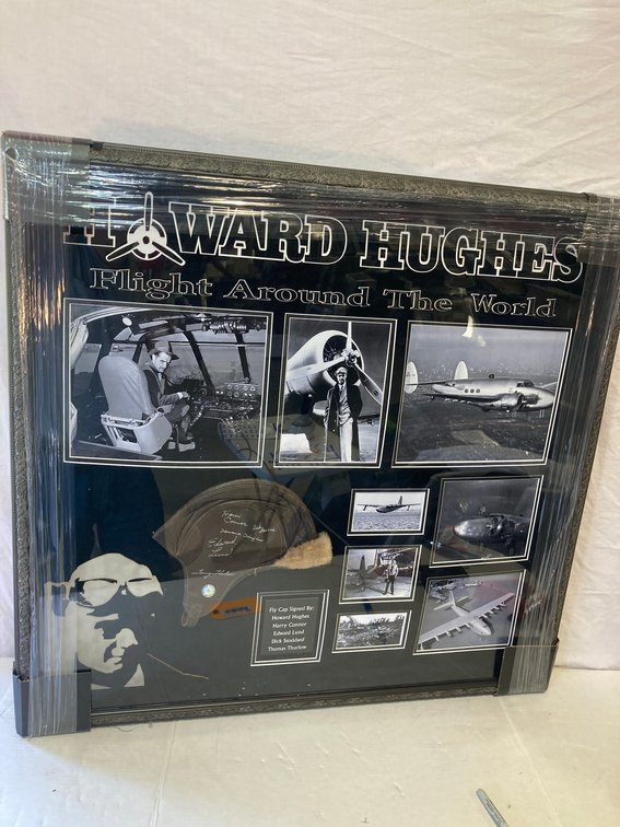 Howard Hughes "Around The World" Signed By 5 Cap Photo Frame