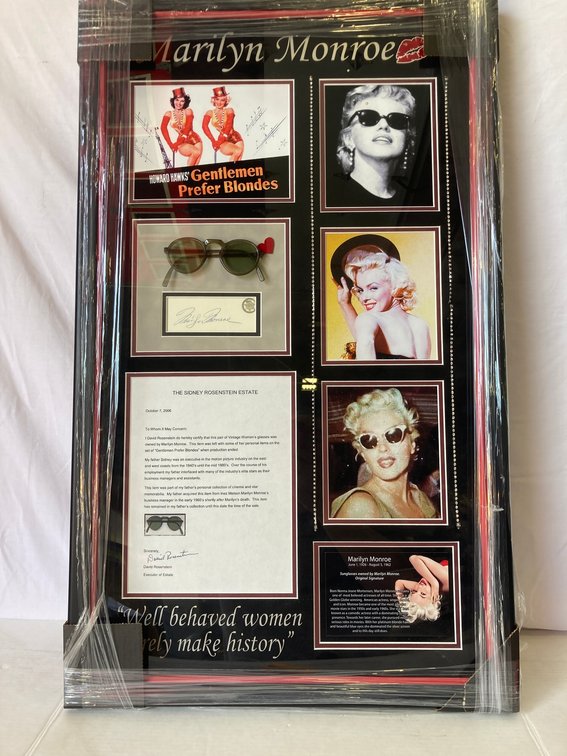 Marilyn Monroe "Some Like It Hot" Screen Worn Sunglasses Photo Frame with Signed Cut