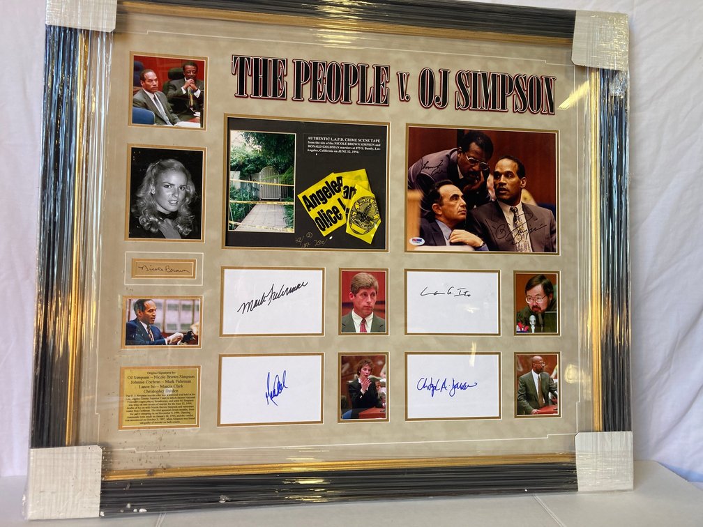 O.J. Simpson Trial Collection Photo Frame with Authentic Caution Tape from Crime Scene 