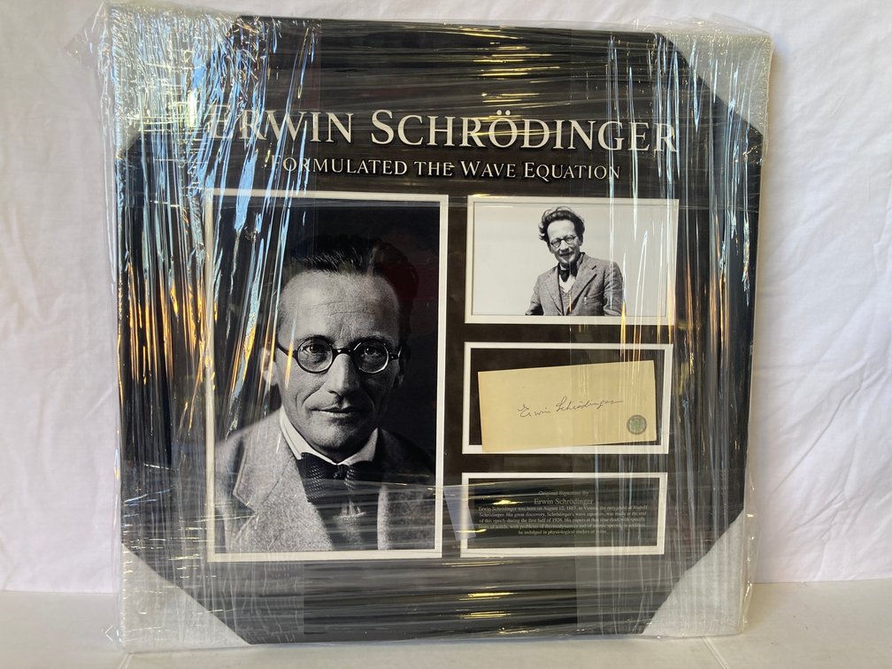 Erwin Schrodinger signed cut photo frame