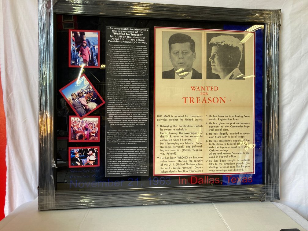 John F. Kennedy "Wanted For Treason" Original Flyer Photo Frame