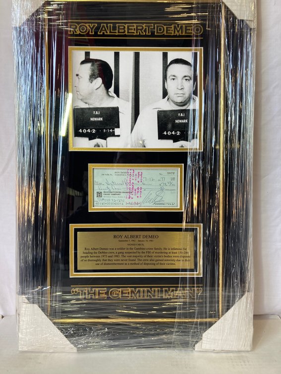 Roy "The Gemini Man" Demeo Signed Check Photo Frame