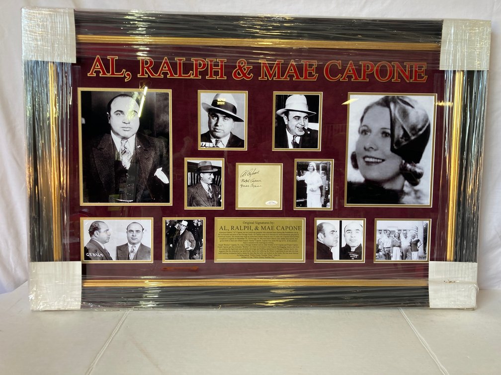 Al, Mae, & Ralph Capone Signed Cut Photo Frame
