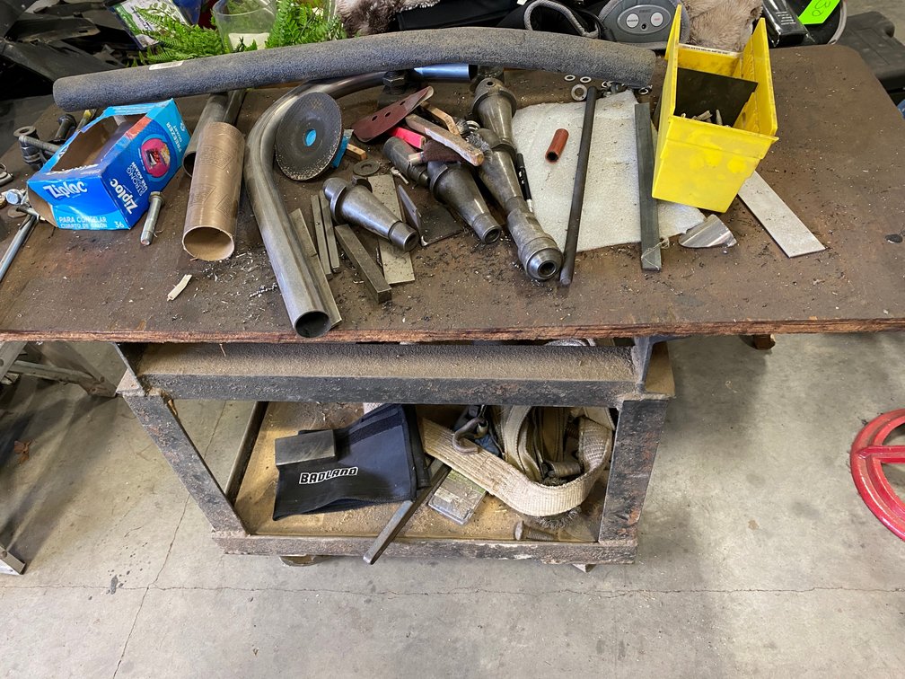 Metal work bench w/ contents